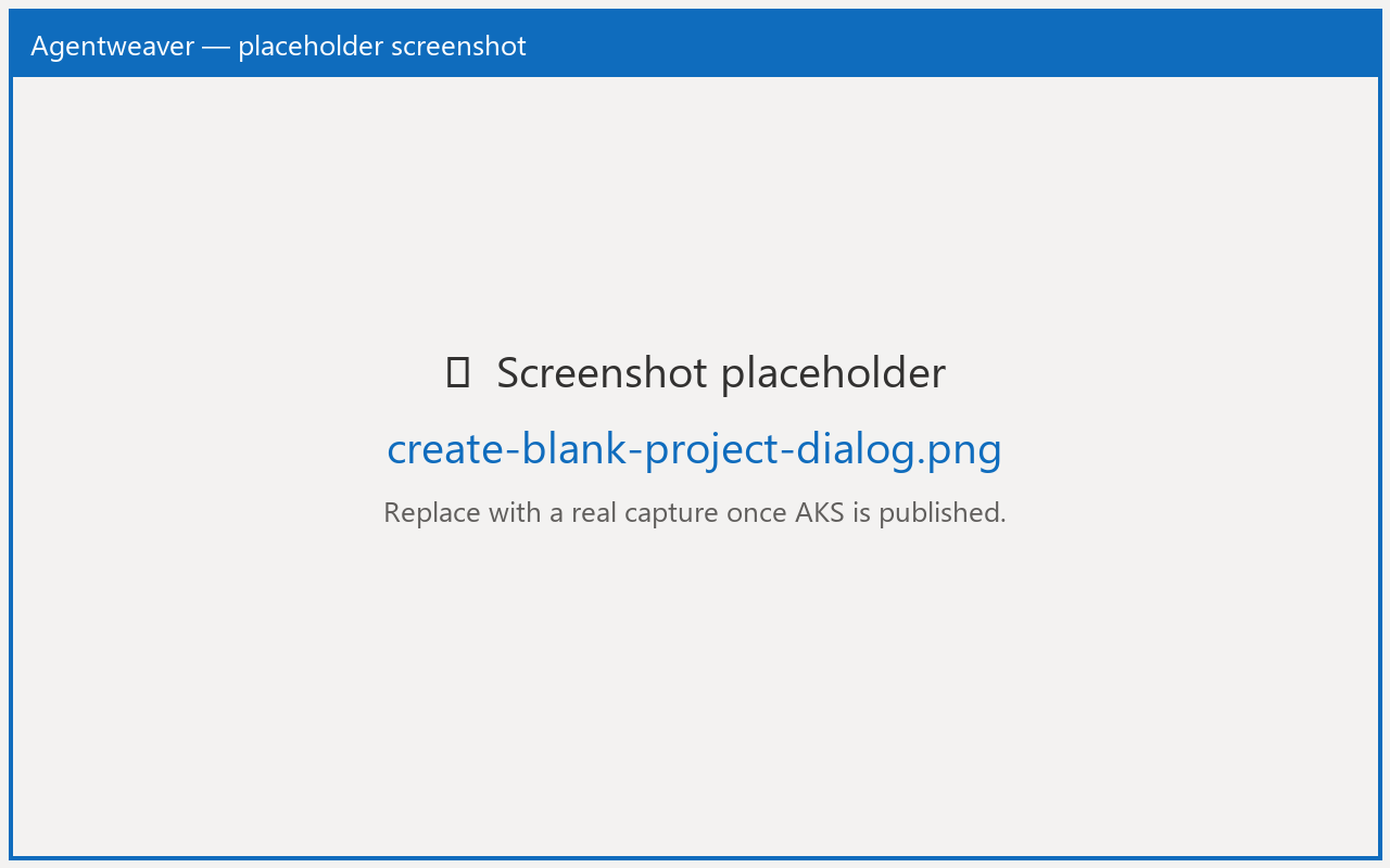 Create blank project dialog with Name and Repository folder fields