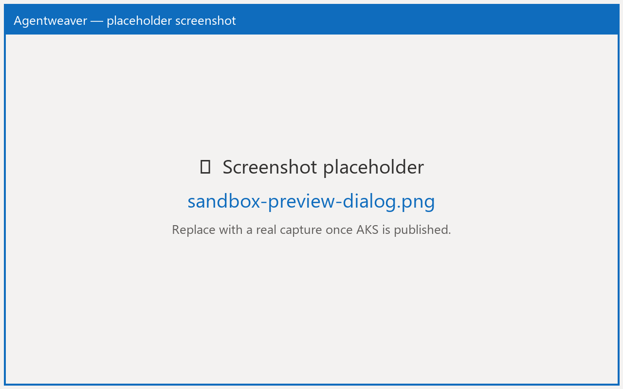 Sandbox Preview dialog proxying the running pod preview