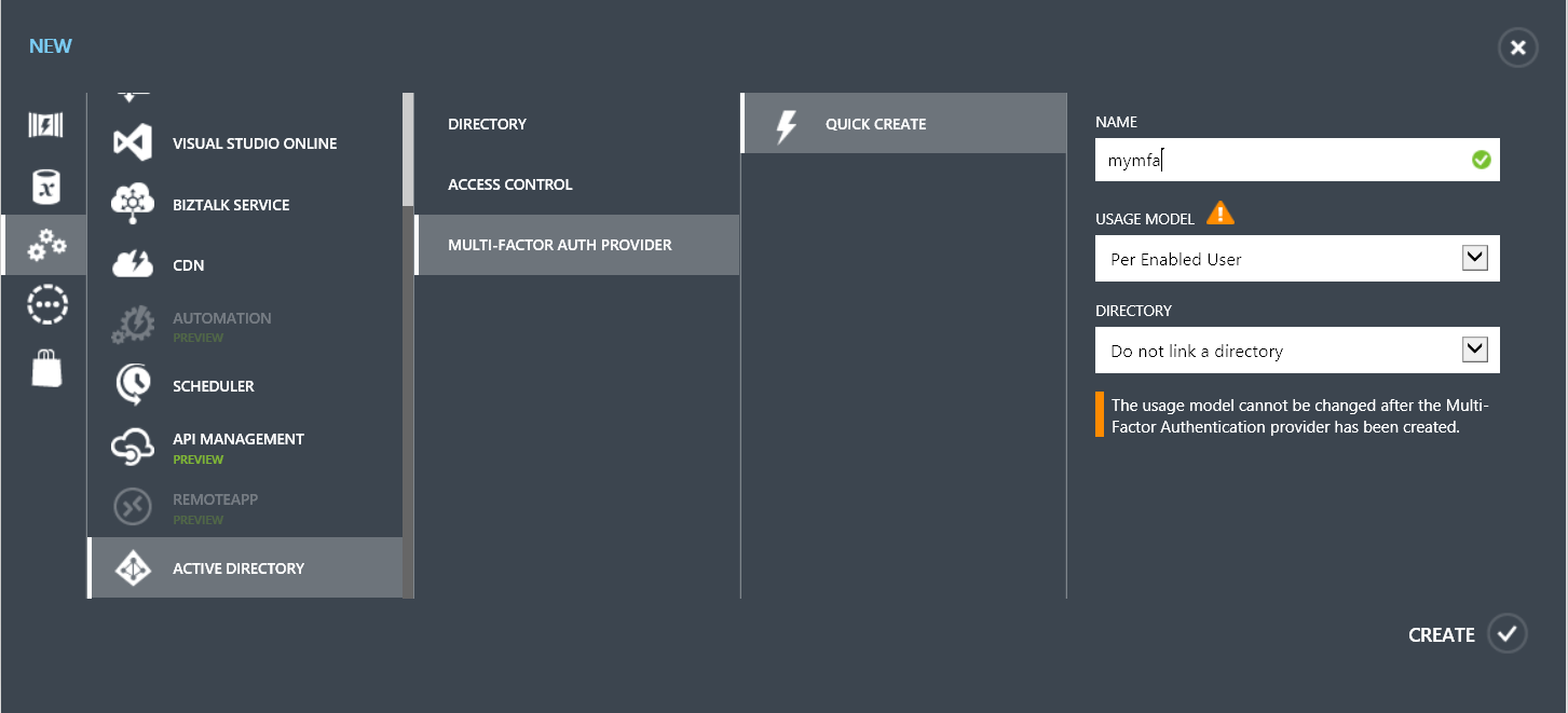 Create MFA provider