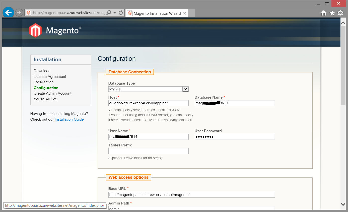 MySQL configuration